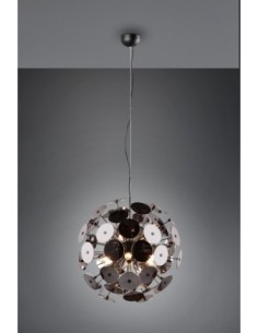 TRIO Discalgo – Suspension 6xE14, max. 40W, design effet pissenlit, finition noir mat et chrome 2