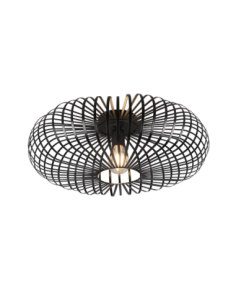 TRIO Johann – Plafonnier design noir mat avec abat-jour élégant, E27, max 60W, Ø 50 cm