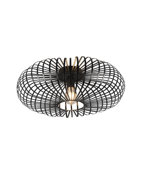 TRIO Johann – Plafonnier design noir mat avec abat-jour élégant, E27, max 60W, Ø 50 cm