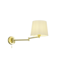 TRIO Lyon – Applique murale design avec bras articulé, laiton mat & abat-jour blanc, 1xE27 max 60W
