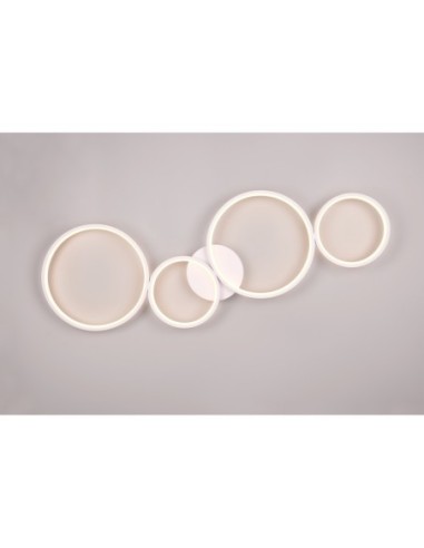 Plafonnier Led 37W 3000K blanc métal 4 anneaux dimmable - Trio - Rondo
