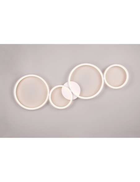 Plafonnier Led 37W 3000K blanc métal 4 anneaux dimmable - Trio - Rondo