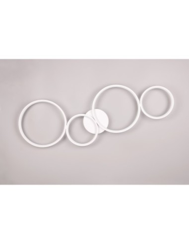 Plafonnier Led 37W 3000K blanc métal 4 anneaux dimmable - Trio - Rondo
