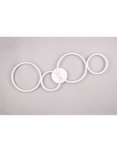 Plafonnier Led 37W 3000K blanc métal 4 anneaux dimmable - Trio - Rondo