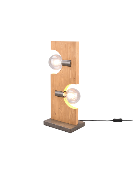 Trio Tailor – Lampe de table en métal nickel antique avec touches bois, design chaleureux et raffiné