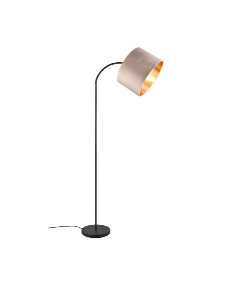 Trio JULIETA – Lampadaire E27 en velours beige, abat-jour doré, style élégant et cosy