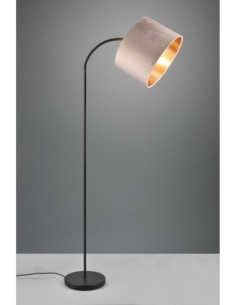 Trio JULIETA – Lampadaire E27 en velours beige, abat-jour doré, style élégant et cosy 2