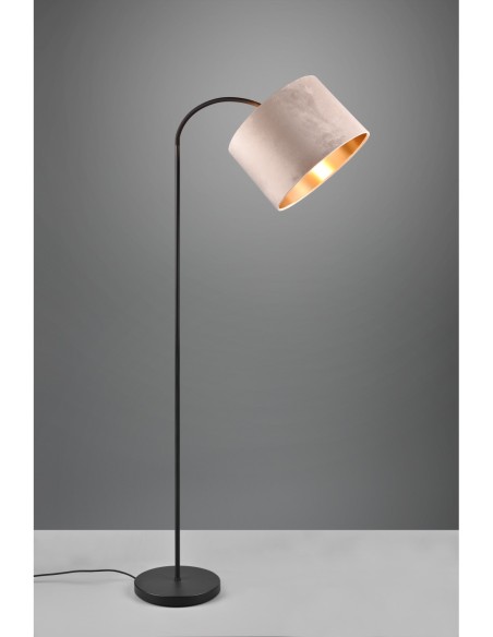 Trio JULIETA – Luminaire sur pied classique et raffiné, max 60W, velours beige et métal noir