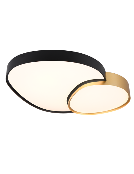 Trio RISE – Plafonnier LED 45W avec télécommande, noir et or, lumière réglable 2700-6500K