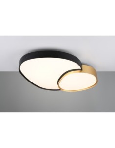 Trio RISE – Plafonnier LED 45W avec télécommande, noir et or, lumière réglable 2700-6500K 2