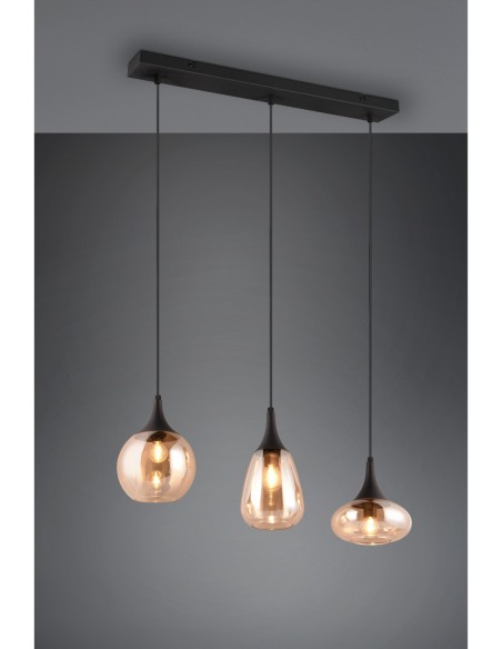 Trio LUMINA – Élégante suspension moderne en verre et métal, 3xE14, style raffiné
