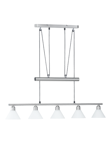 Trio Stamina – Suspension 5 lumières style Clean Modern, douilles E14, max 5x40W