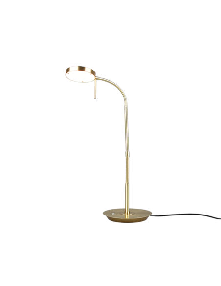 Trio Monza – Lampe de table LED dimmable 12W avec abat-jour flexible, finition laiton mat