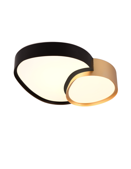 Trio Rise – Plafonnier LED 21W, 2400 lm, 2700–6500K, avec télécommande, noir & or élégant