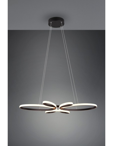 Suspension LED 32W noire mat dimmable H150cm - Trio - Fly