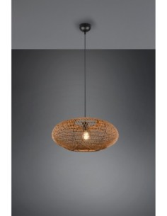 Trio Hedda – Suspension sisal naturel et métal noir mat, 1xE27 max 40W, ambiance chaleureuse 2