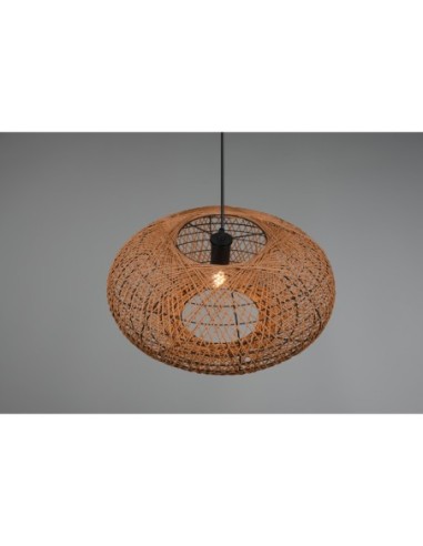 Suspension Sisal naturel métal noir, réglable hauteur intérieur | Trio