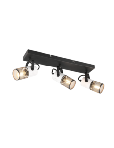 Trio Tosh – Spot 3xE14 orientables, bois blanc antique et métal noir, design moderne