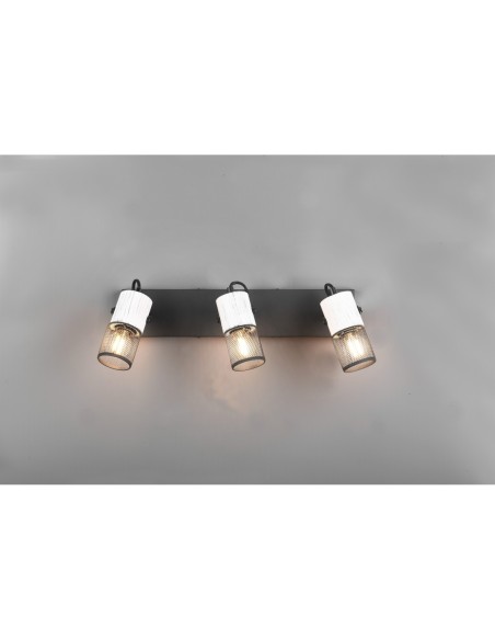 Trio Tosh – Luminaire 3 spots orientables, style naturel et industriel, max. 3x40W