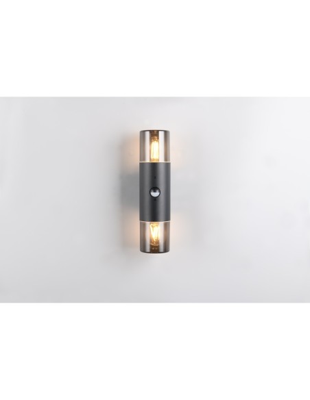 Applique murale extérieure noire 2xE27 avec détecteur- Trio - Hoosic