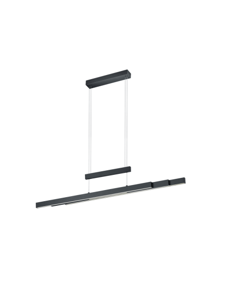 Trio Trajan – Suspension LED 45W, 5300 lm, température réglable 2700K–5000K, noir mat moderne