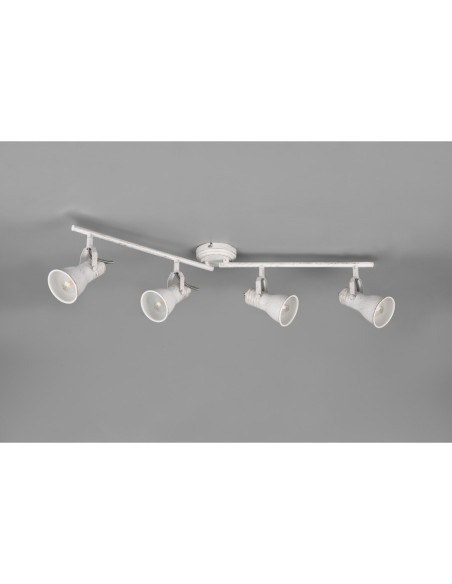 Spot 4 flammes 4x E14 max 25W métal blanc antique - Trio - Steam