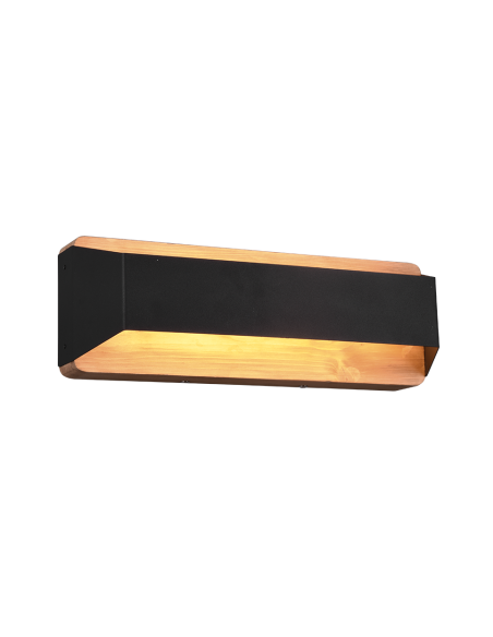 Trio Arino – applique murale moderne bois et métal noir mat avec variateur SWITCH, lumière douce 3000K