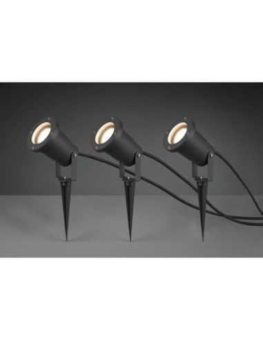 Trio Ubangi – projecteurs de jardin orientables, installation flexible et look moderne, GU10, Max 28 W