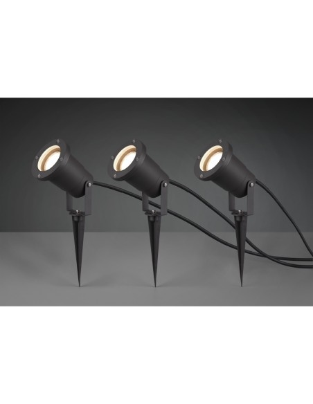 Trio Ubangi – projecteurs de jardin orientables, installation flexible et look moderne, GU10, Max 28 W