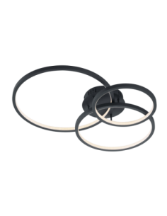 Trio Aaron – plafonnier connecté en métal anthracite, LED 36,5W, lumière réglable 3000–6000K