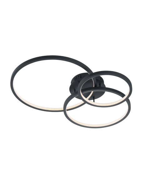 Trio Aaron – plafonnier connecté en métal anthracite, LED 36,5W, lumière réglable 3000–6000K