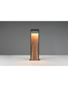 Trio Salmon – potelet extérieur en fonte d’aluminium, design imitation bois, LED 11W 2