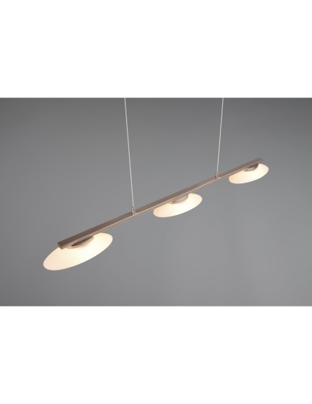 Suspension LED 3 lampes 9W 950lm 3000K nickel mat verre blanc - Trio - Merton