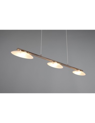 Suspension LED 3 lampes 9W 950lm 3000K nickel mat verre blanc - Trio - Merton