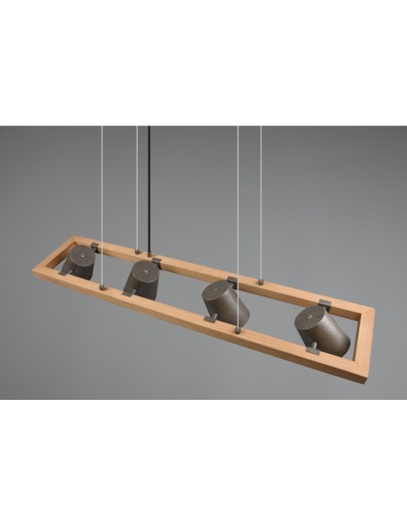 Suspension 4 lampes E14 métal nickel antique 100 cm intérieur | Trio