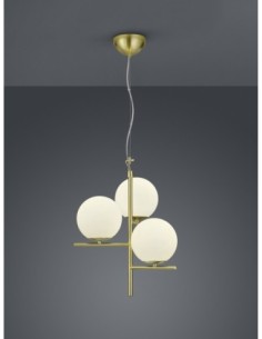 Trio Pure – Suspension 3xE14, métal laiton mat, verre blanc opale 2