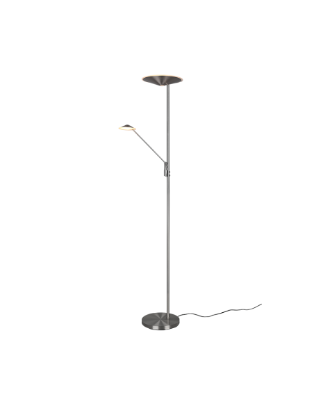 Trio Brantford – Lampadaire LED 30W + liseuse 6,5W, variateur tactile, mémoire & lumière réglable