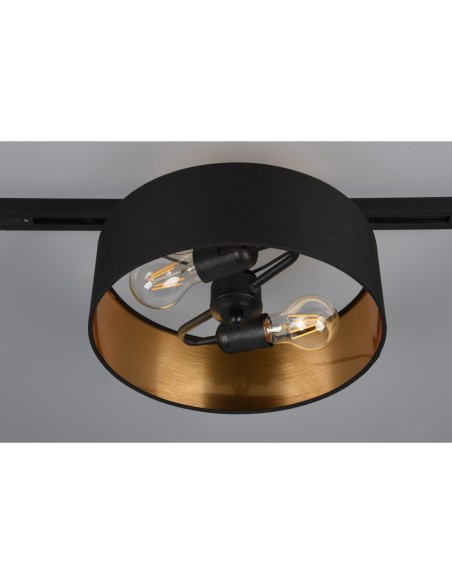 Plafonnier 2xE27, max.25W, IP20, tissu noir et or - Trio - DUOline