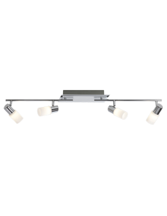 Trio Clapton – Barre LED 4x4,3W, 3000K, chromée, têtes orientables