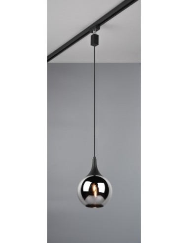 Trio Lumina – Luminaire suspendu réglable en hauteur, design moderne noir mat et verre chromé