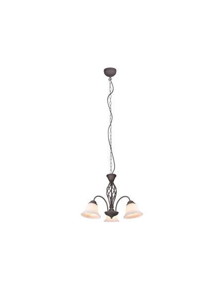 Trio Rustica – Lustre 3x E14, max 40W, style rustique avec abat-jours verre blanc