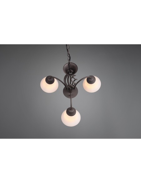 Trio Rustica – Suspension 3 lampes, ambiance chaleureuse, compatible LED éco-énergétique