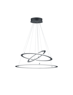 TRIO Durban – Suspension LED intégrée 75W, 8900 lm, 3000K, métal anthracite, diam. 80,3 cm, réglable, IP20.