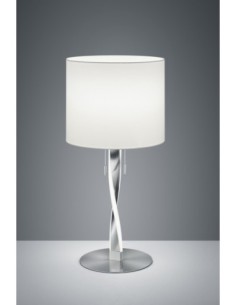 TRIO Nandor – Lampe de table 1xE27 max 40W + 2xLED 3W, tissu blanc, pied métal nickel mat, H62 cm, IP20. 2
