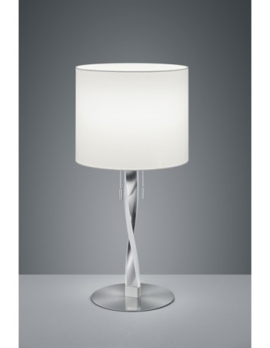 TRIO Nandor – Lampe d’appoint 62 cm, pied incurvé nickel mat, 2x300 lm LED intégrées + E27, design moderne, IP20.