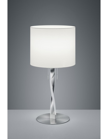 TRIO Nandor – Lampe d’appoint 62 cm, pied incurvé nickel mat, 2x300 lm LED intégrées + E27, design moderne, IP20.