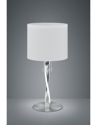 Lampe de table 1xE27 + 2xLED intégrées tissu blanc nickel mat – Trio Nandor  | Trio