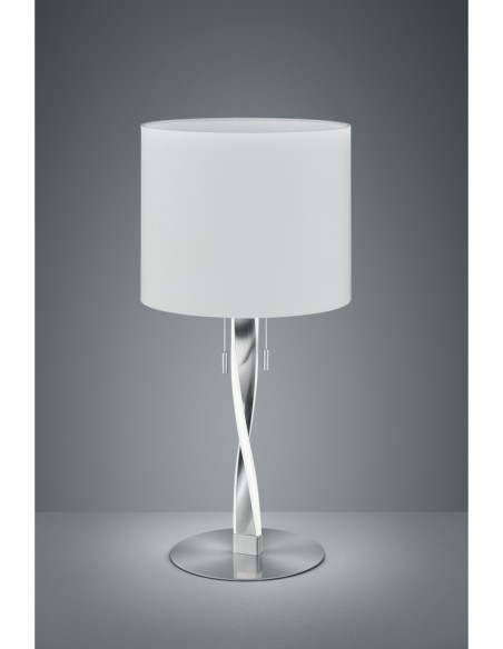 Lampe de table 1xE27 + 2xLED intégrées tissu blanc nickel mat – Trio Nandor