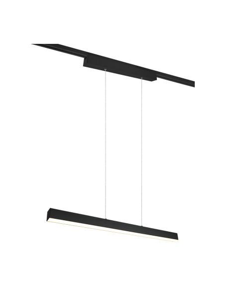 TRIO Paros – Suspension LED 29W, 3400 lm, 3000K, métal noir mat, système rail DUOline, H180 cm, IP20.