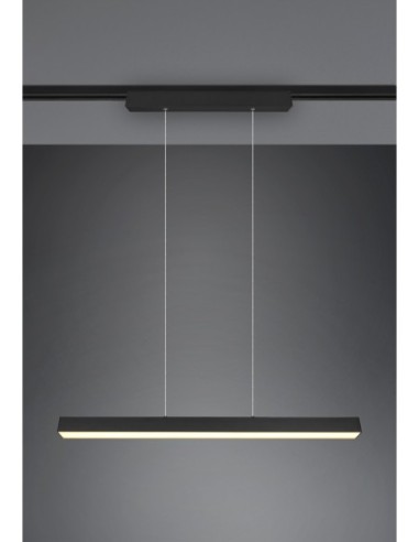 TRIO Paros – Suspension design métal noir, LED 29W, 3400 lm, IP20, 230V, H180 cm, variateur externe.